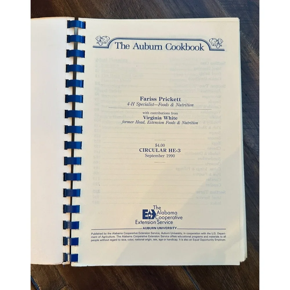 Vintage The Auburn Cookbook 1990 Alabama Extension Service Circular HE-3 Spiral
